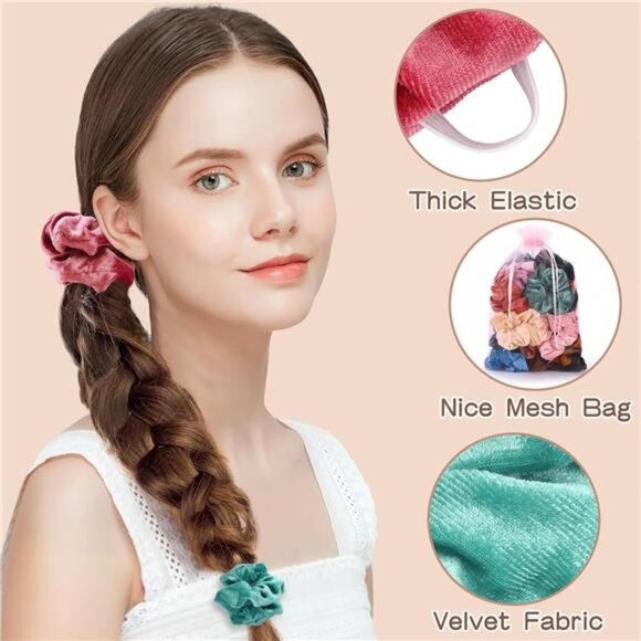 24Pcs Velvet Scrunchies Easter Basket Essentials for Adults Girls Elastic Hair main image 5
